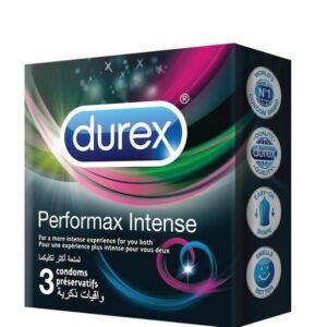 Durex Performax Intense – Préservatifs stimulants à stries et picots avec lubrifiant retardant – 3 préservatifs ✓