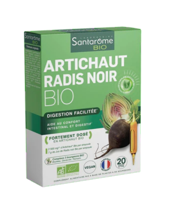 Santarome Bio Artichaut Radis Noir 20 ampoules digestion foie