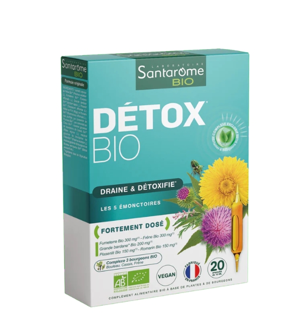 Santarome Bio Détox 20 ampoules drainage et détoxification