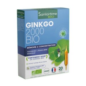 Santarome Bio Ginkgo 2000 20 ampoules mémoire concentration