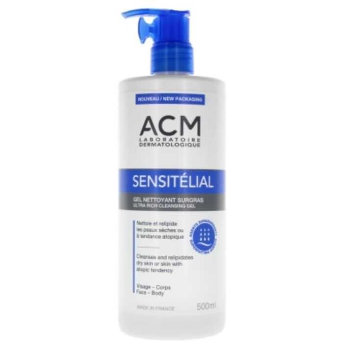 ACM Sensitélial Gel Nettoyant Surgras – peaux sèches à tendance atopique – 500 ml ✓