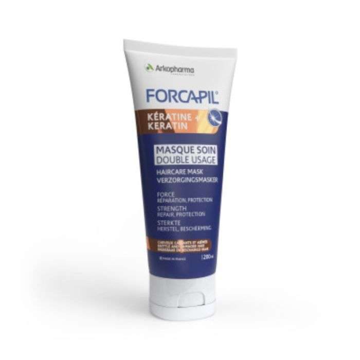 Forcapil Kératine+ Masque Soin Double Usage – Masque réparateur pour cheveux abîmés et cassants – 200 ml ✓!