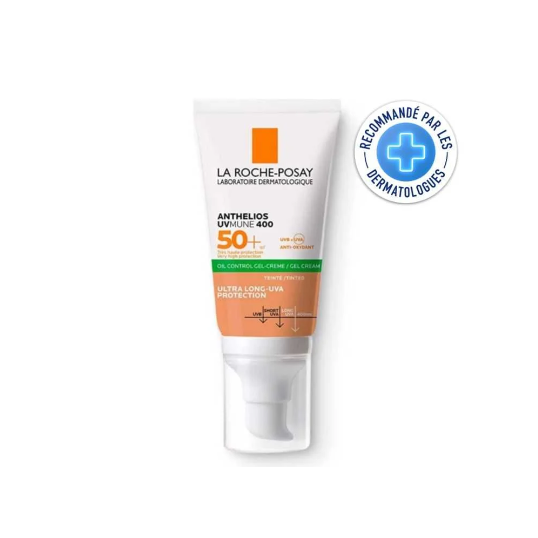 La Roche-Posay Anthelios UVMune 400 Oil Control teinté SPF50+ 50 ml pour peaux mixtes à grasses.